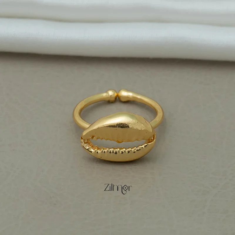 women's solitaire ring-AS101275 - Gold Plated Shell Ring