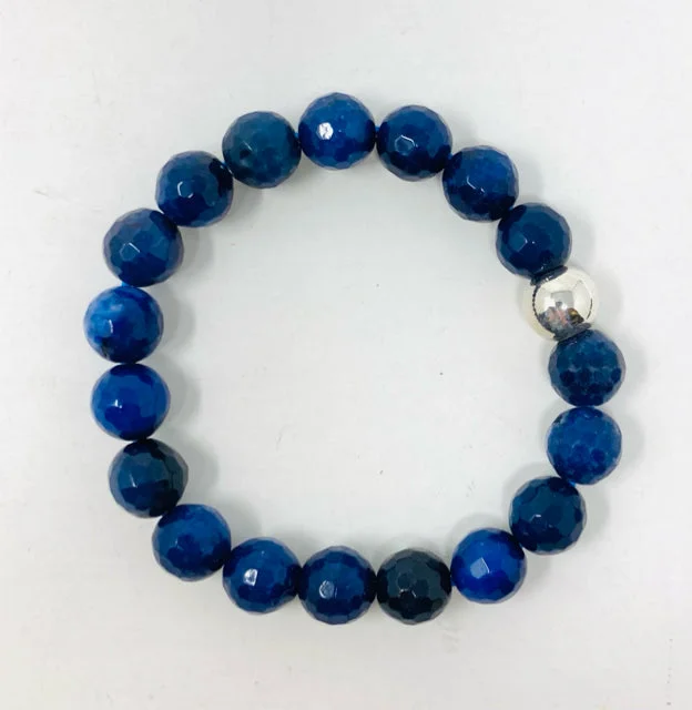 women's butterfly necklace-Faceted Blue Jade Bracelet