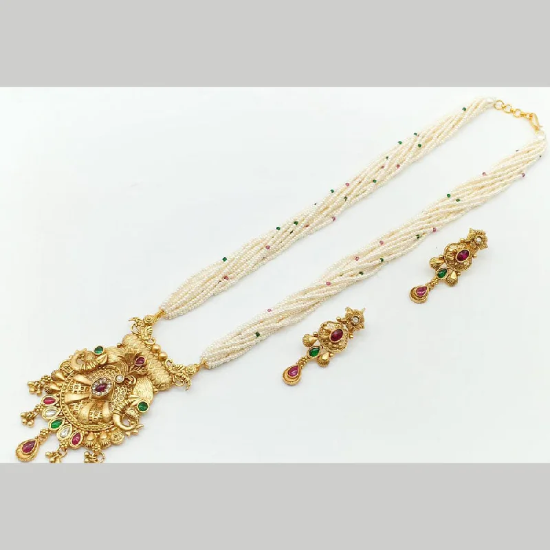 women's custom necklace-Manisha Jewellery Gold Plated Long Necklace Set