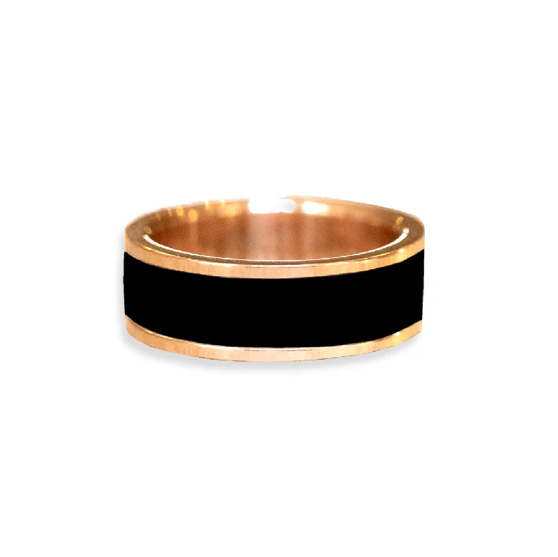 women's gold engagement ring-Onyx Inlay Wedding Ring