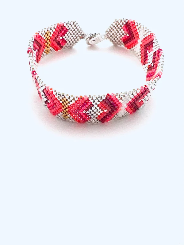 women's unique necklace-Butterfly Bracelet, Silver and Red