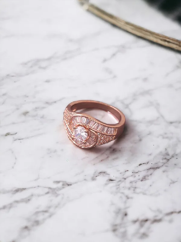 women's modern ring-Rose Gold Fatima Zirconia Ring - EOSS