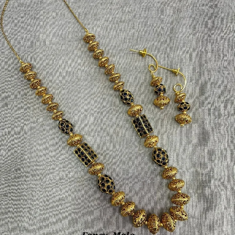 women's animal necklace-Jyoti Arts Gold Plated Beads Long Necklace Set