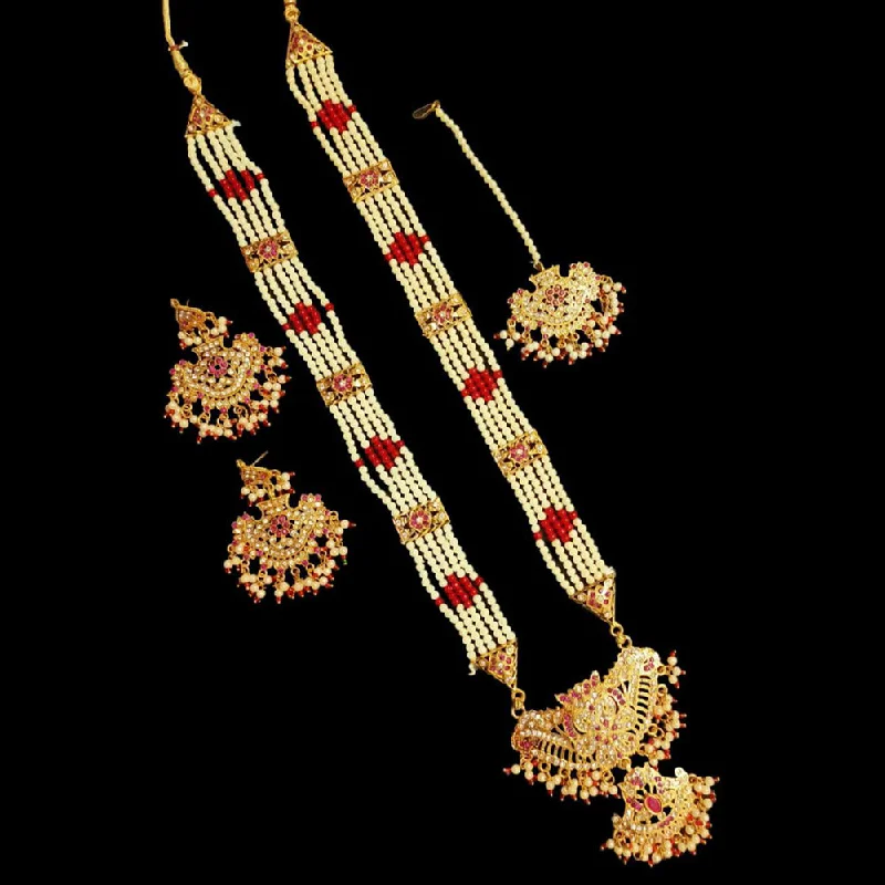 women's sun necklace-Manisha Jewellery Gold Plated Long Necklace Set