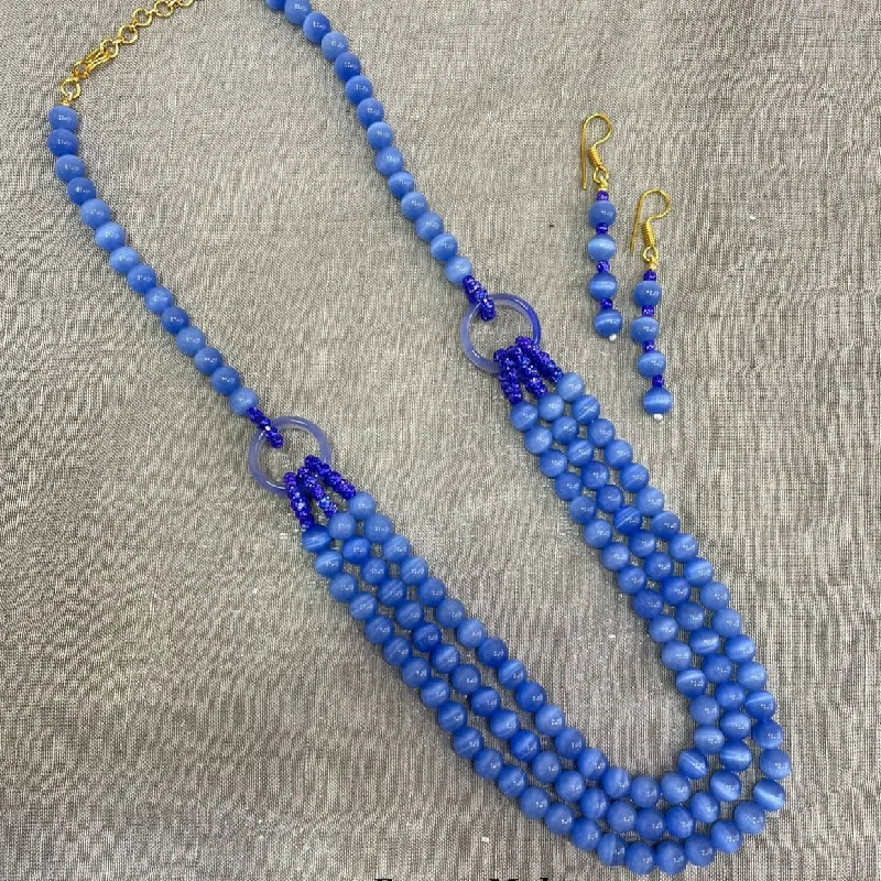 women's gemstone necklace-Jyoti Arts Gold Plated Beads Long Necklace Set