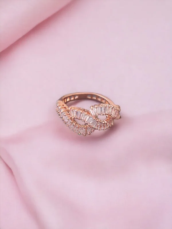 women's cocktail ring-Rose Gold Amari Zirconia Ring - EOSS