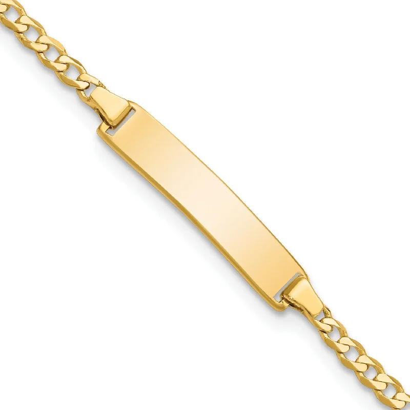 women's handcrafted necklace-14KT Yellow Gold 6-inch 4.5MM Childrens Curb ID Bracelet