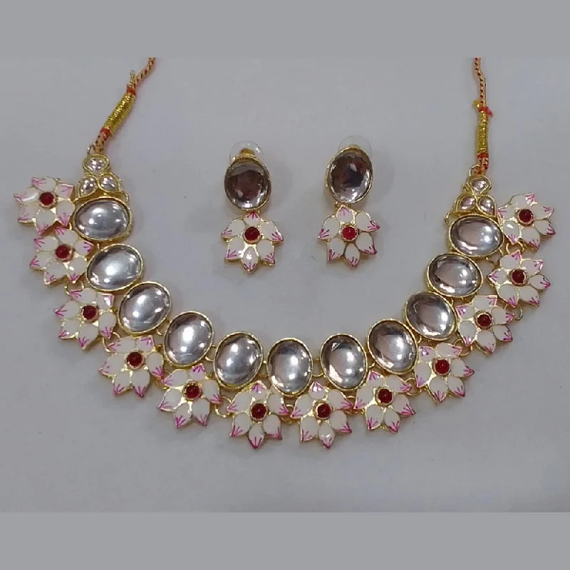 women's multi-layer necklace-Midas Touch Gold Plated Kundan Stone Necklace Set