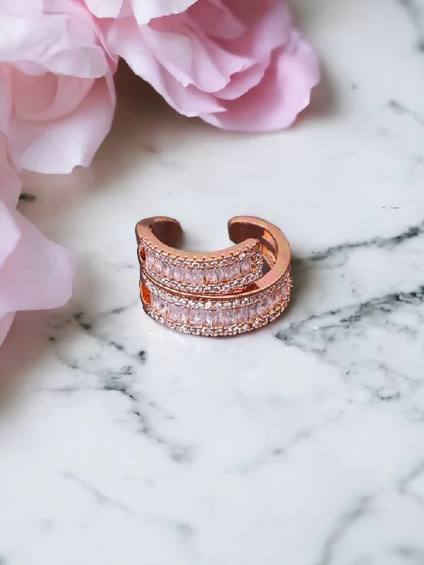 women's pave setting ring-Rose Gold Sanya Adjustable Ring