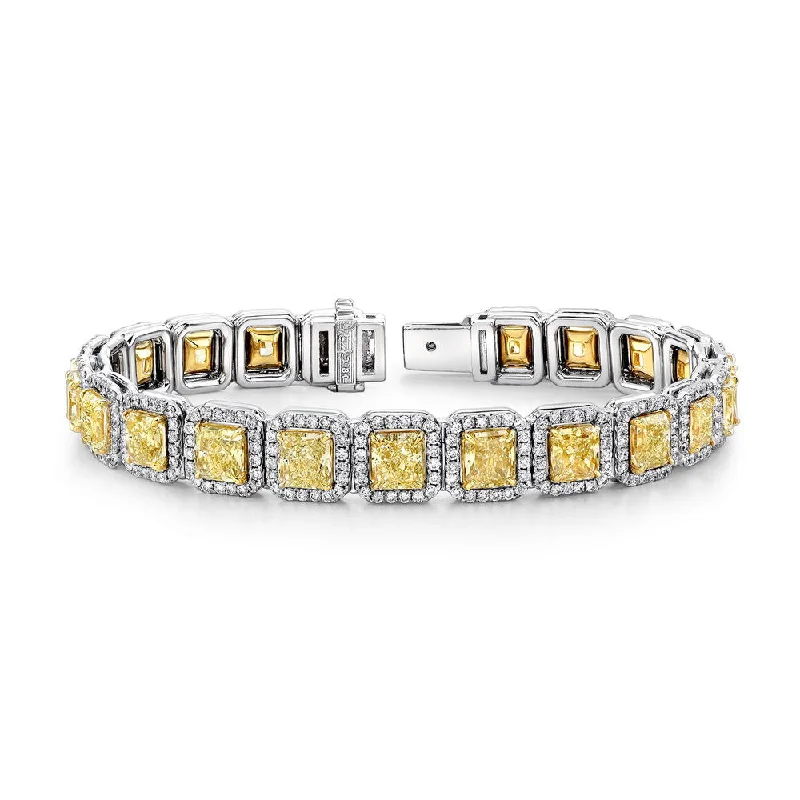 women's Victorian necklace-Uneek Radiant-Cut Fancy Yellow Diamond Bracelet