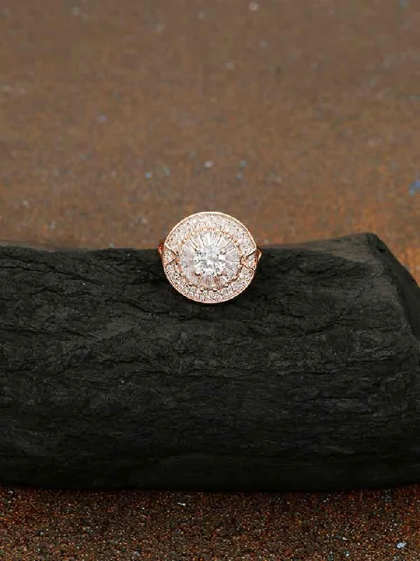 women's topaz ring-Rose Gold Lucy Zirconia Ring - EOSS