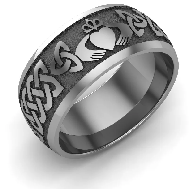 women's nature-inspired engagement ring-Claddagh Wedding Ring UCL1-TITAN10M - TITANIUM