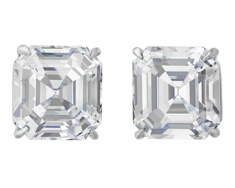 women's halo ring-Asscher Cut Diamond Studs, 14.42 Carats