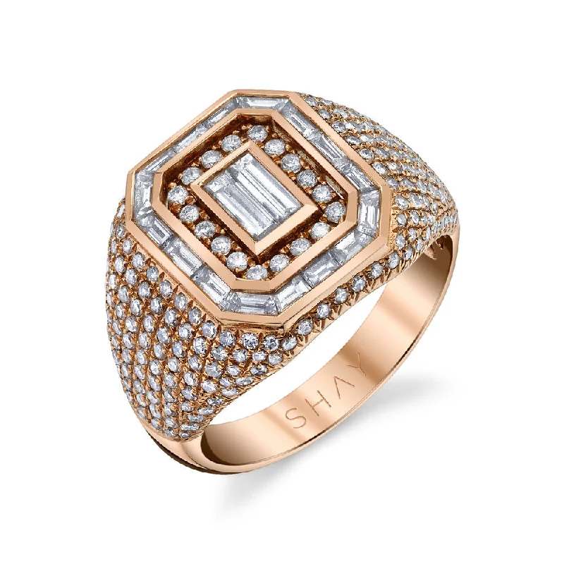 women's moon ring-READY TO SHIP MIXED DIAMOND CHAMPION PINKY RING