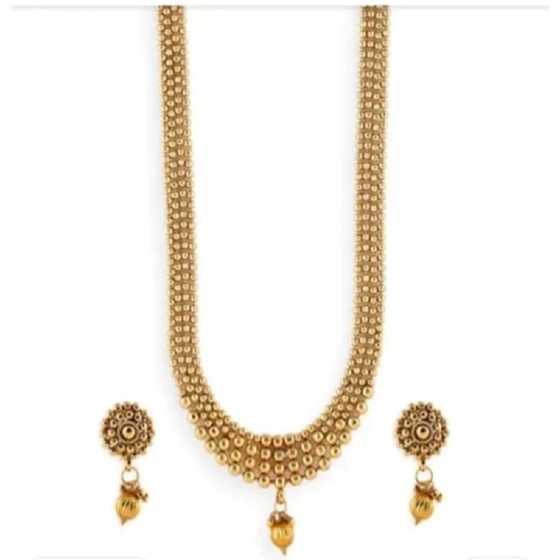 women's luxury necklace-Palak Art Gold Plated Pearl Long Necklace Set