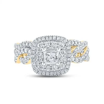 women's art deco engagement ring-14K PRINCESS DIAMOND BRIDAL WEDDING RING SET 1-1/5 CTTW (CERTIFIED)