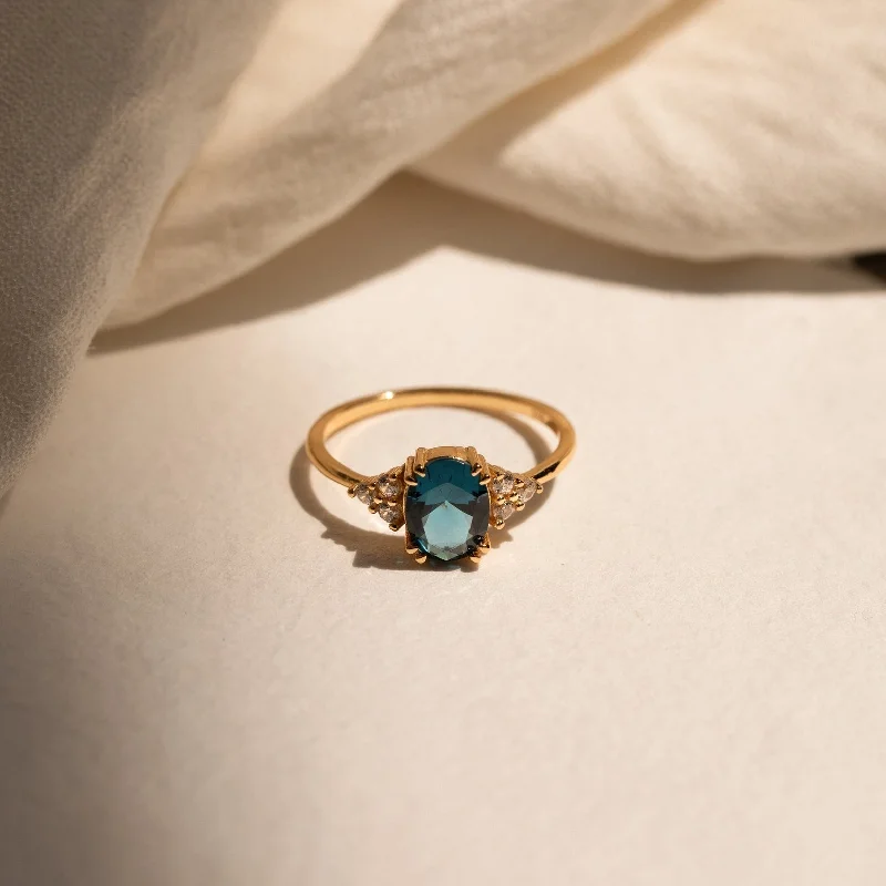 women's moon ring-Elizabeth Blue Topaz Ring