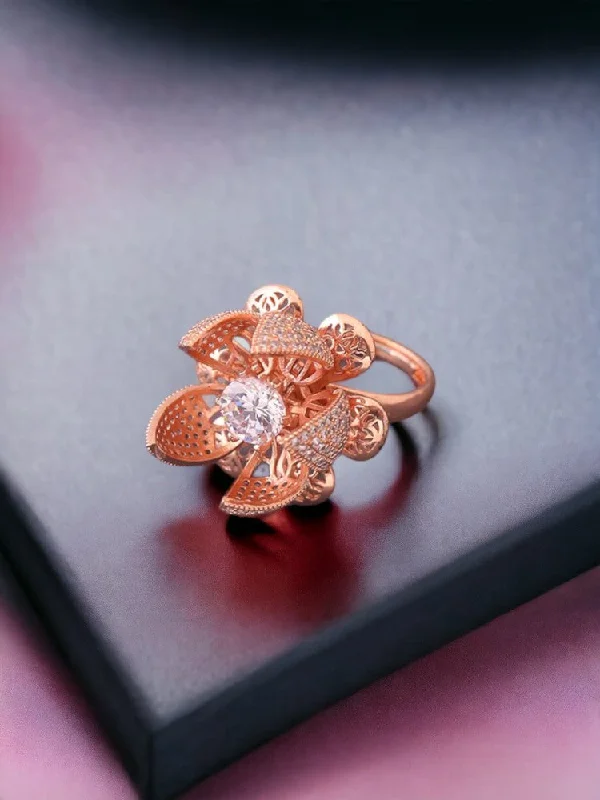 women's wrap ring-Rose Gold Amrita Zirconia Ring - EOSS