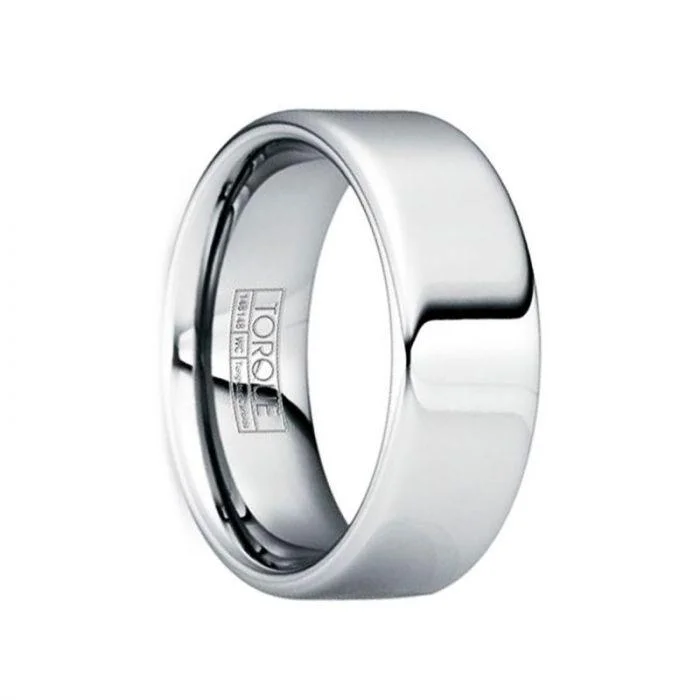 women's infinity engagement ring-PLINIUS Polished Tungsten Carbide Comfort Fit Wedding Ring - 6mm & 8mm