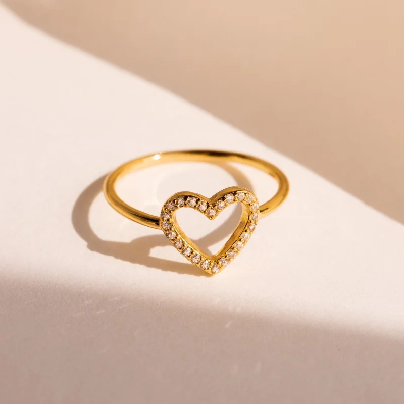 women's bohemian ring-Aphrodite Pave Heart Ring