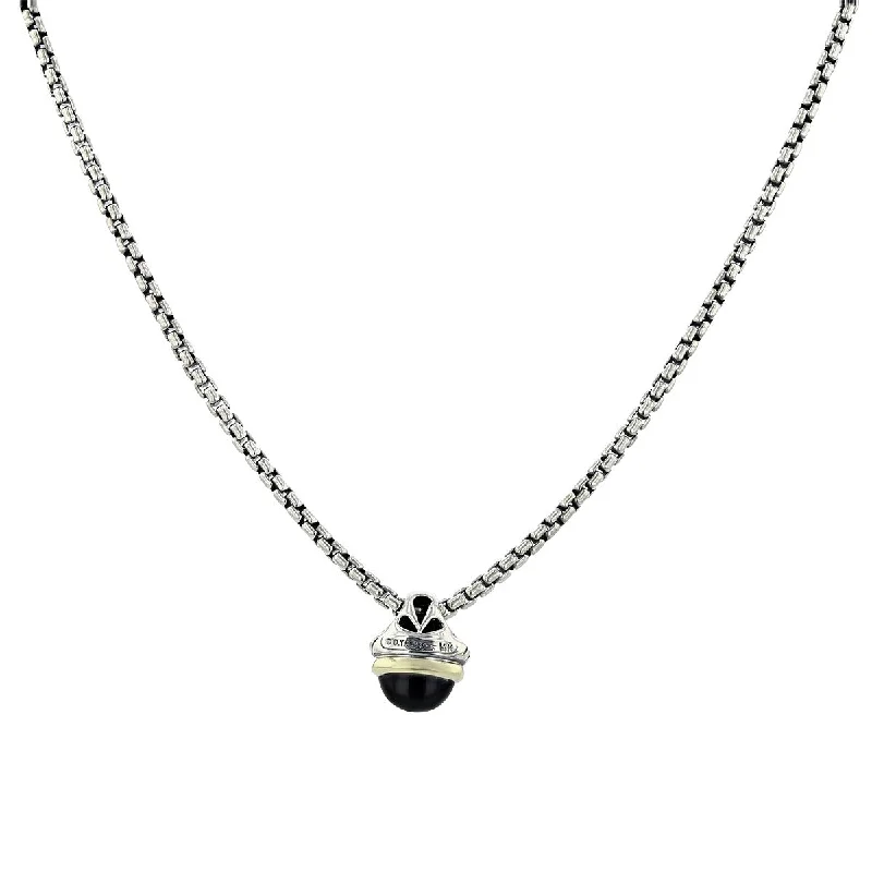 women's emerald necklace-David Yurman Silver and 14K Onyx Pendant Necklace