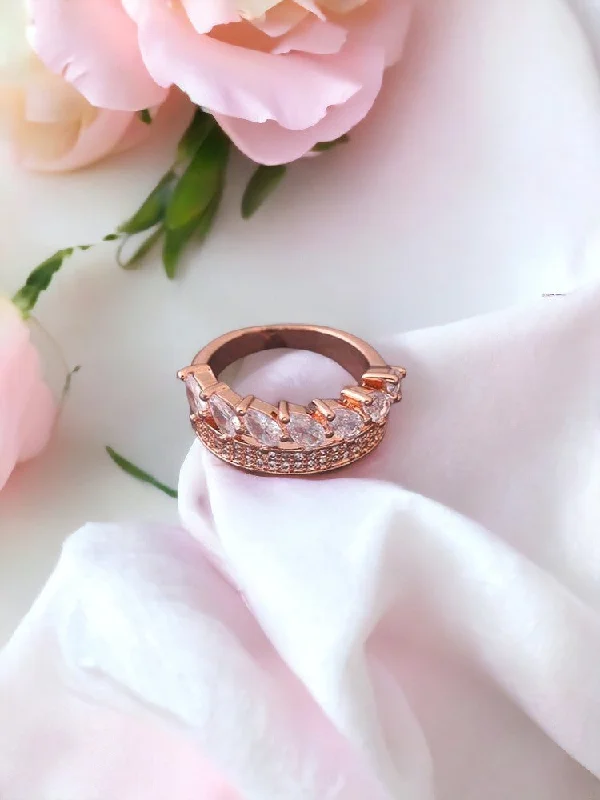 women's dainty ring-Rose Gold Zuna Zirconia Ring - EOSS