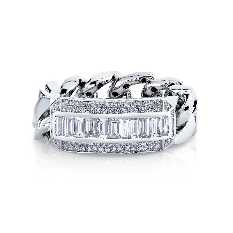 women's bar setting ring-READY TO SHIP MEN'S MIXED DIAMOND LINK RING