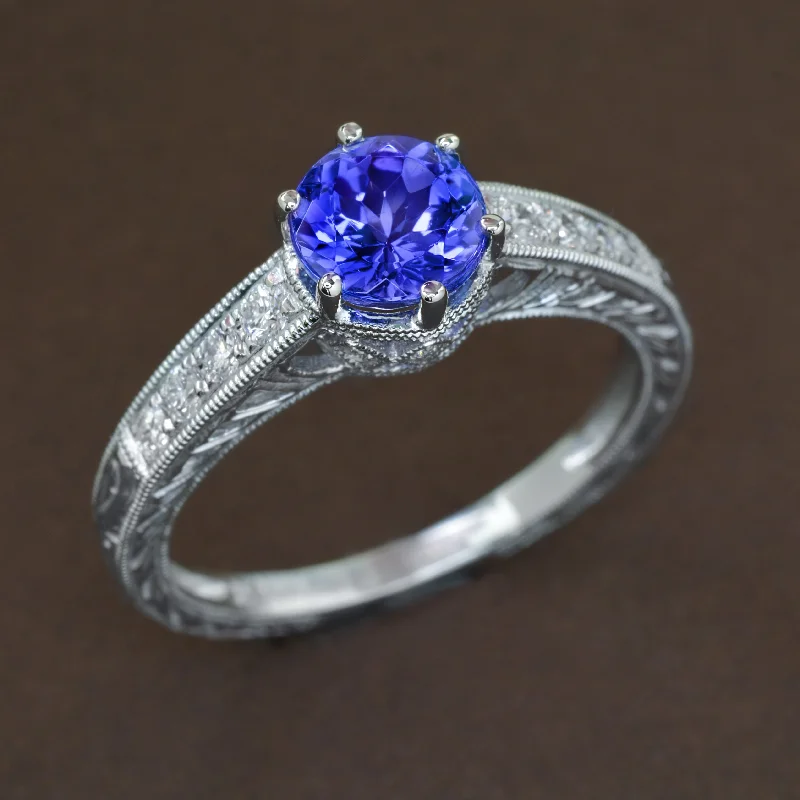 women's bar setting ring-Tempting Tanzanite Ring