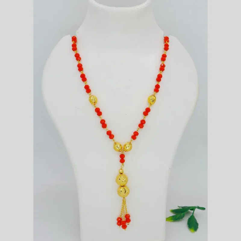 women's wave necklace-Mahavir Dye Gold Plated Pearls Necklace