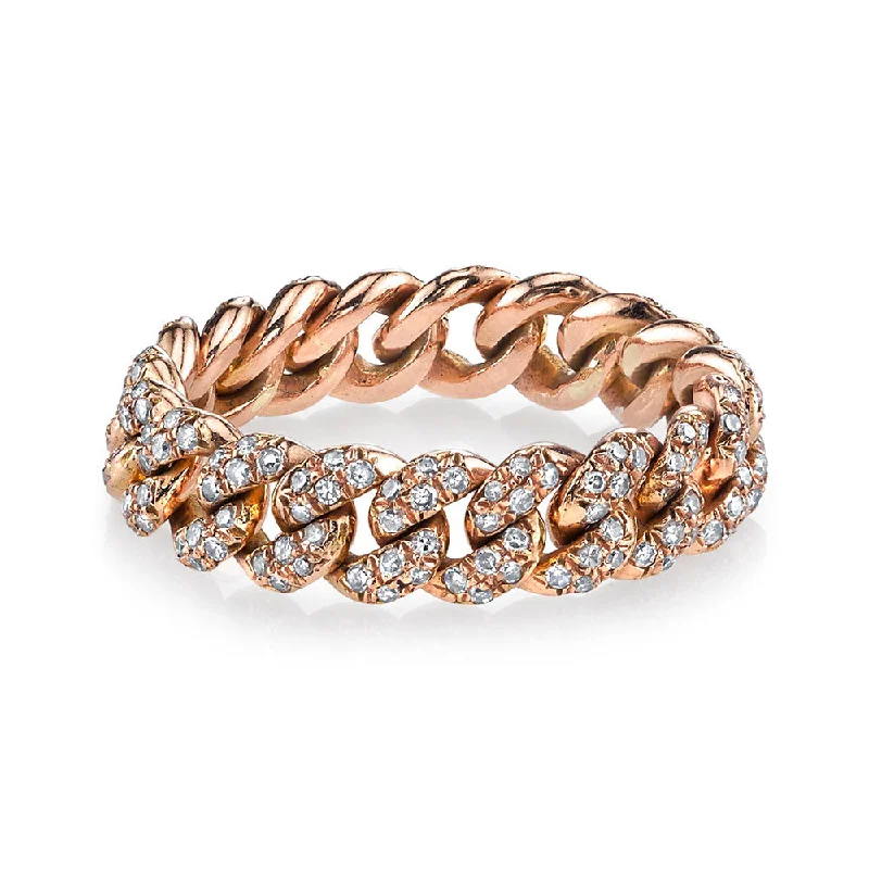 women's gold ring-MINI ME DIAMOND PAVE MINI LINK RING