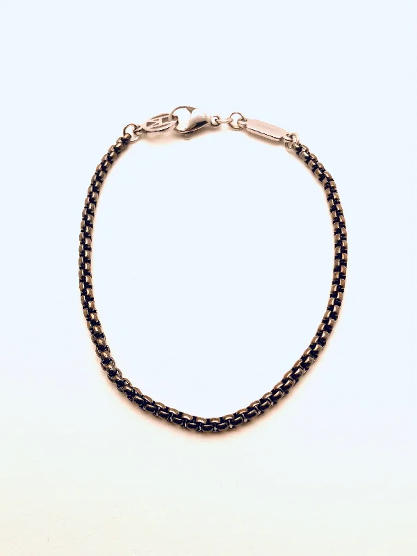 women's layered necklace-Black Steel Chain Bracelet