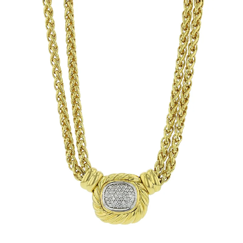 women's antique necklace-David Yurman Pave Diamond Center Double Chain Necklace