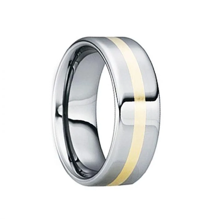 women's custom engagement ring-CELSUS  Tungsten Carbide 18K Yellow Gold Inlaid Wedding Ring - 8mm