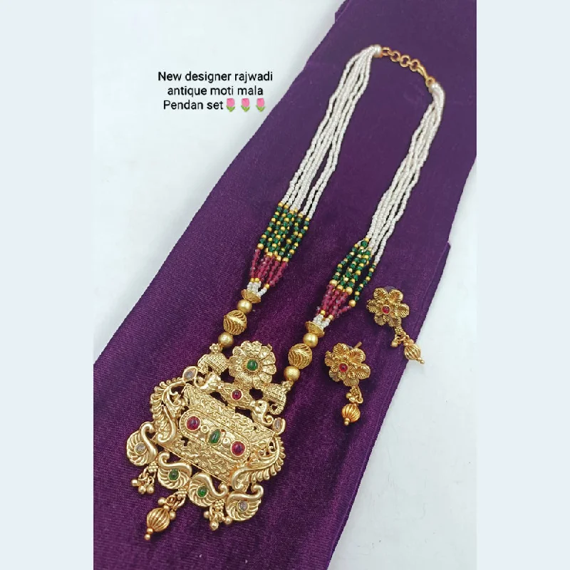 women's unique necklace-Manisha Jewellery Gold Plated Long Necklace Set