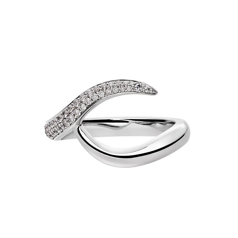 women's bezel-setting engagement ring-Entwined Rapture75 Wedding Ring - Platinum & 0.16ct Diamond