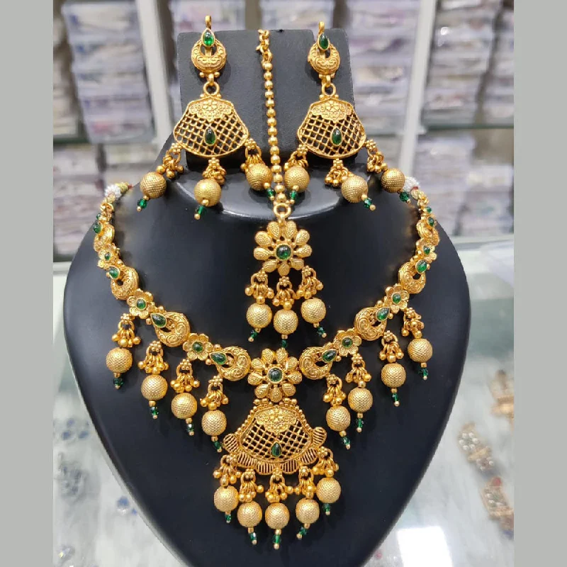 women's horoscope necklace-Manisha Jewellery Gold Plated Kundan Necklace Set