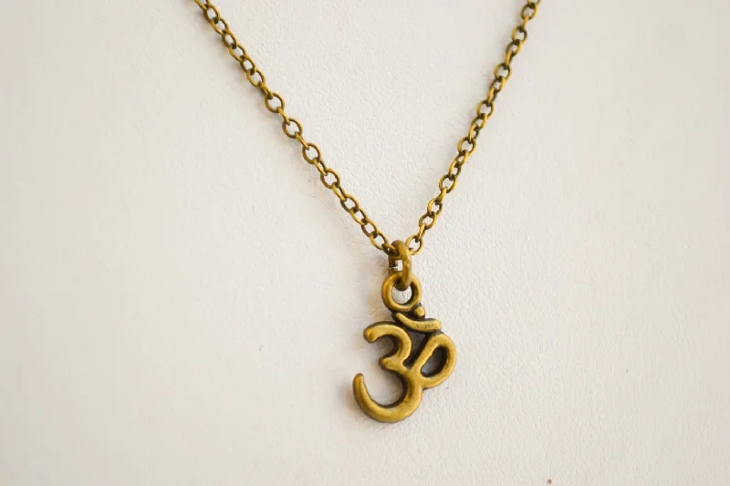 women's dainty necklace-Bronze Om chain necklace for men, yoga necklace for him