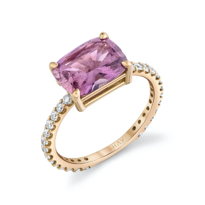 women's fashion ring-READY TO SHIP PINK SAPPHIRE EMERALD CUT PINKY RING