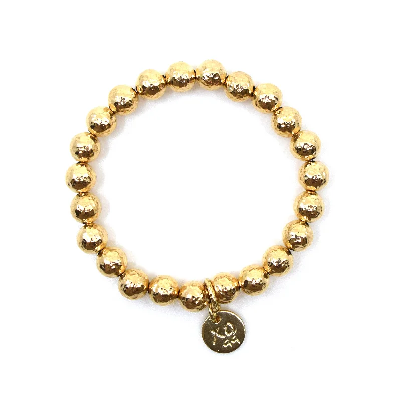 women's spiritual necklace-Eternity Bracelet in Gold Hammered