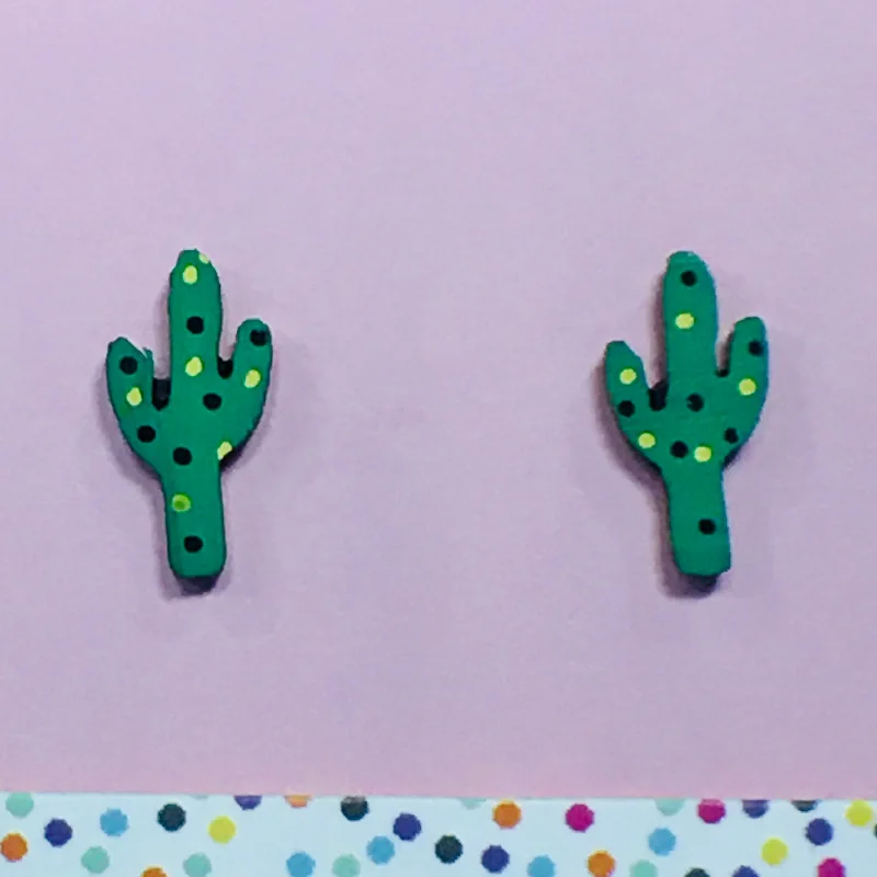 women's monogram ring-Studs: Cactus