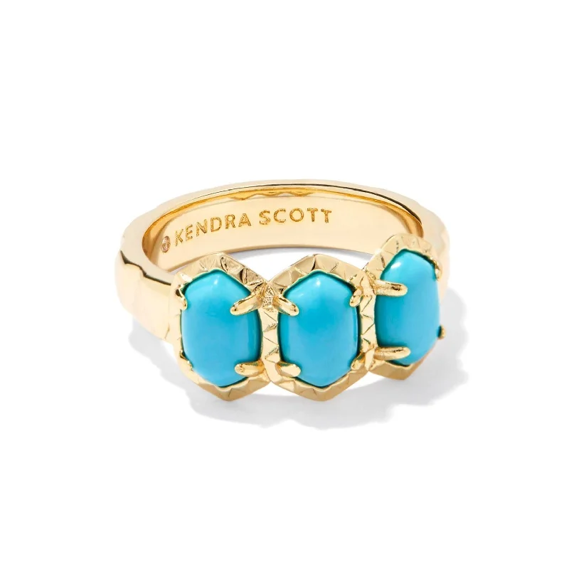 women's silver ring-Kendra Scott | Daphne Gold Band Ring in Variegated Turquoise Magnesite