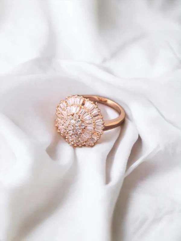 women's birthstone ring-Rose Gold Suchitra Zirconia Ring