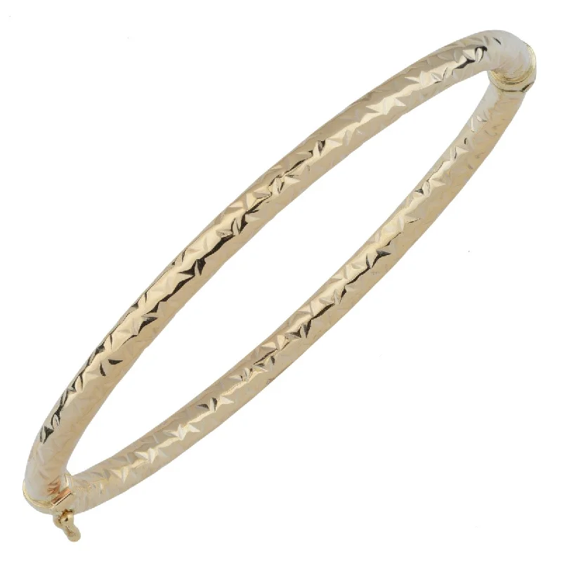 women's teardrop necklace-10KT Yellow Gold 7.5-inch 4MM Bangle Bracelet