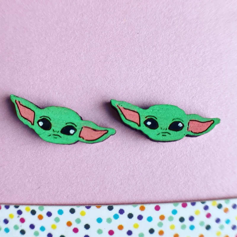 women's double band ring-Studs: Grogu - Baby Yoda