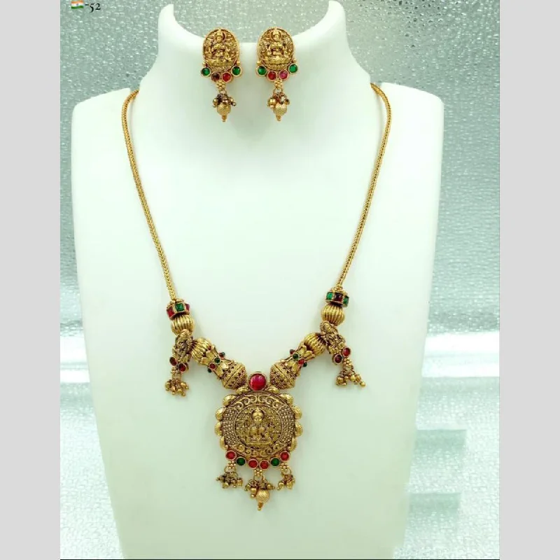 women's modern necklace-FS Collection Gold Plated Pota Stone Necklace Set