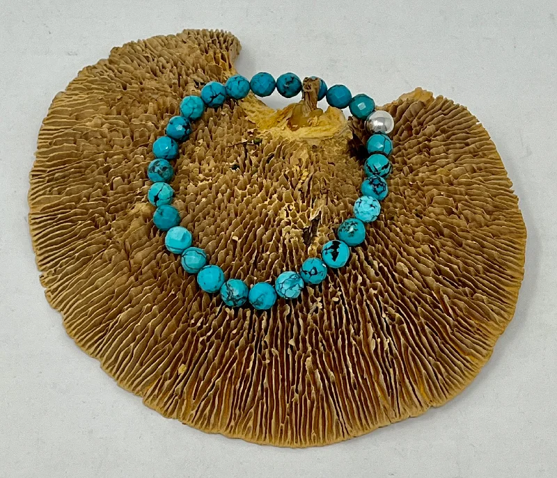 women's religious necklace-Faceted Turquoise Bracelet