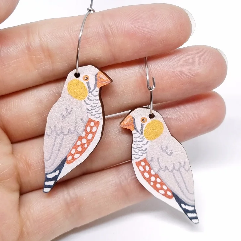 women's marquise ring-Pixie Nut & Co Dangle - Zebra Finch Hoops