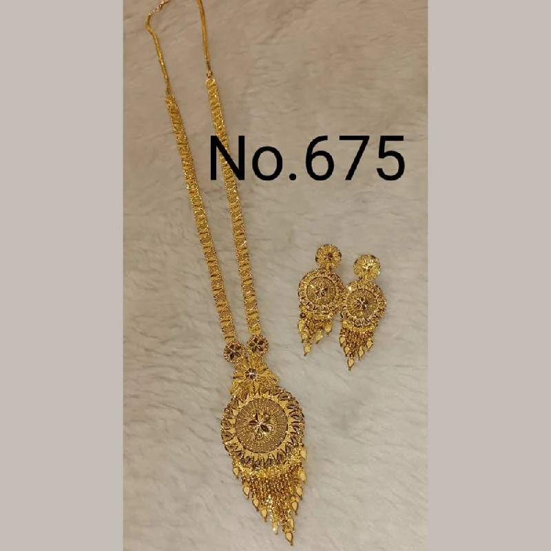 women's office wear necklace-Sunrise Gold  Forming  Long Necklace Set