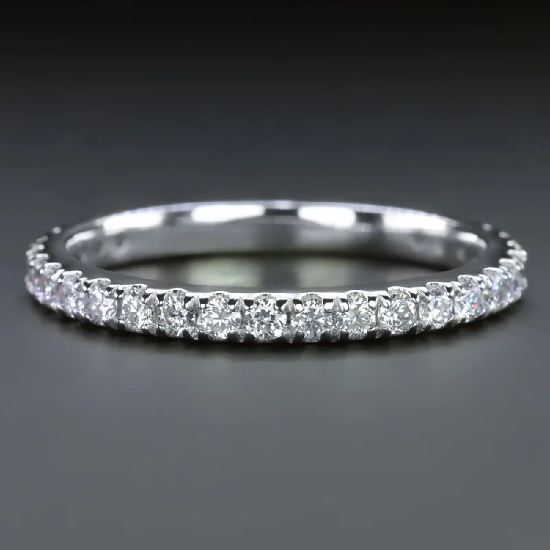 women's extravagant engagement ring-NATURAL DIAMOND WEDDING RING 14k WHITE GOLD STACKING RING DAINTY CLASSIC 1/2ct