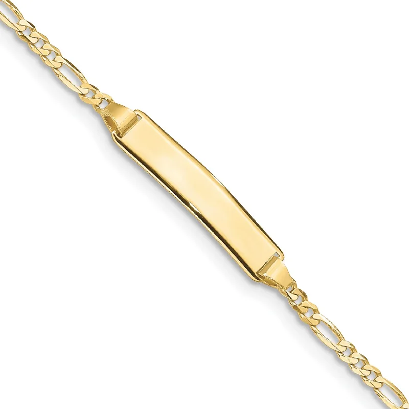 women's double chain necklace-10KT Yellow Gold 6" 5MM Childrens Figaro ID Bracelet